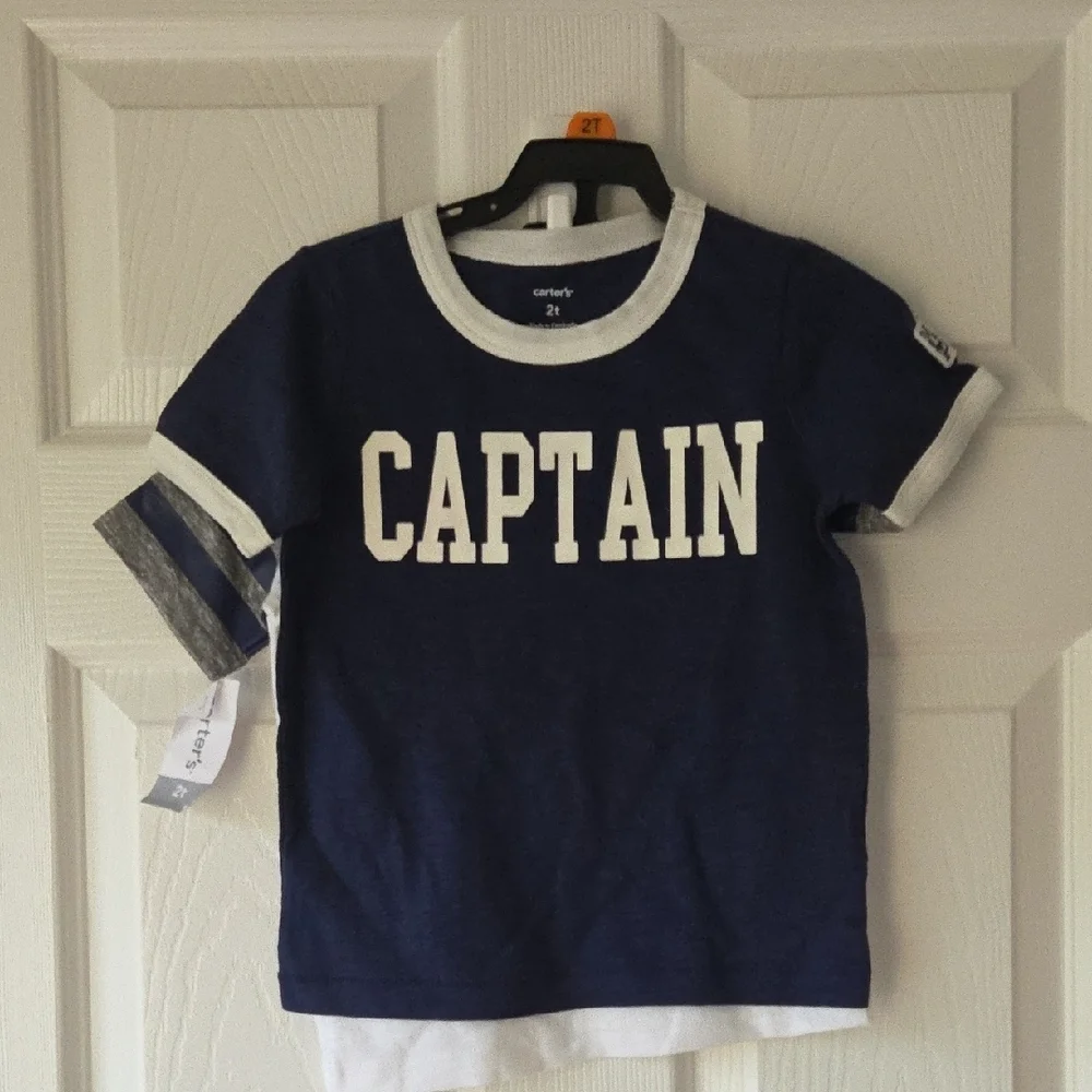 Carter's Boys 2T Tshirts 2Pc NWT Captain MVP Sports Short Sleeves